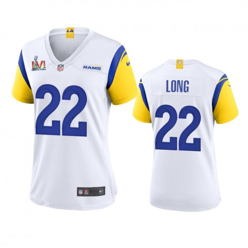 Los Angeles Los Angeles Rams #22 David Long Women's Super Bowl LVI Patch Alternate Game Jersey - White Womens