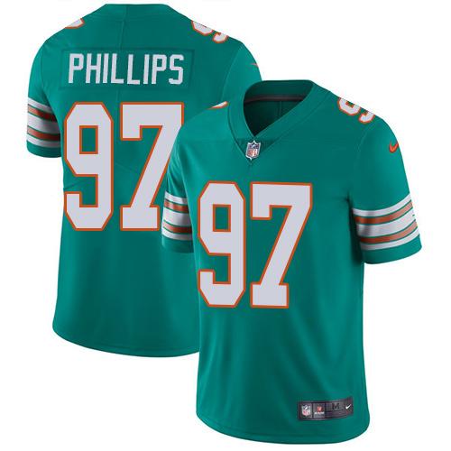 Miami Dolphins #97 Jordan Phillips Aqua Green Alternate Youth Stitched Vapor Untouchable Limited Jersey Youth