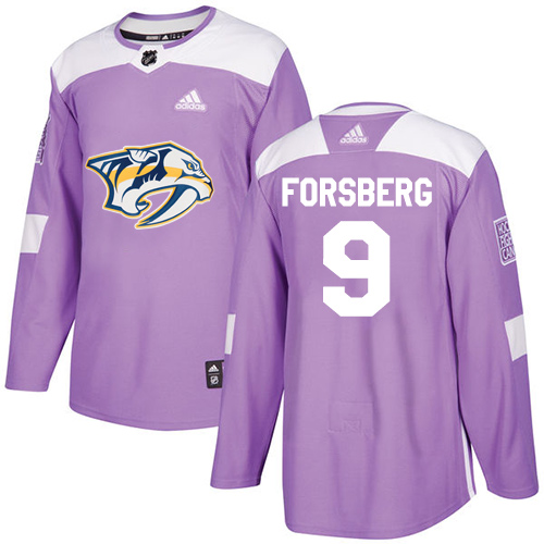 Adidas Nashville Predators #9 Filip Forsberg Purple Authentic Fights Cancer Stitched Youth Jersey Youth