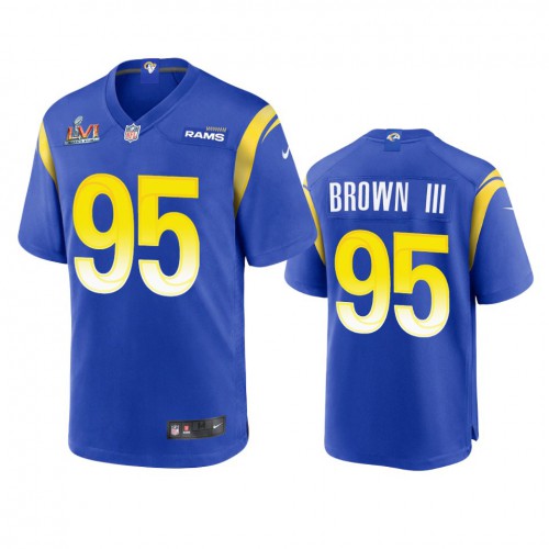 Los Angeles Los Angeles Rams #95 Bobby Brown III Men's Super Bowl LVI Patch Game Jersey - Royal Men's