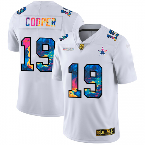 Dallas Dallas Cowboys #19 Amari Cooper Men's White Multi-Color 2020 Crucial Catch Limited Jersey Men's