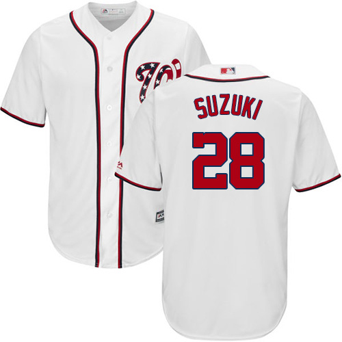 Washington Nationals #28 Kurt Suzuki White New Cool Base Stitched Youth Jersey Youth