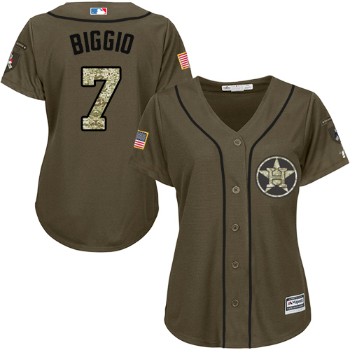 Houston Astros #7 Craig Biggio Green Salute to Service Women's Stitched Jersey Womens