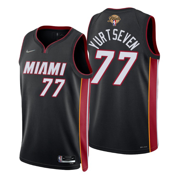 Heat #77 Omer Yurtseven Black2023 Finals Patch 75th Anniversary Diamond Swingman Jersey - Icon Edition