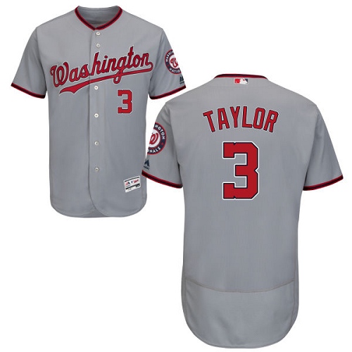 Washington Nationals #3 Michael Taylor Grey Flexbase Authentic Collection Stitched Jersey Men's
