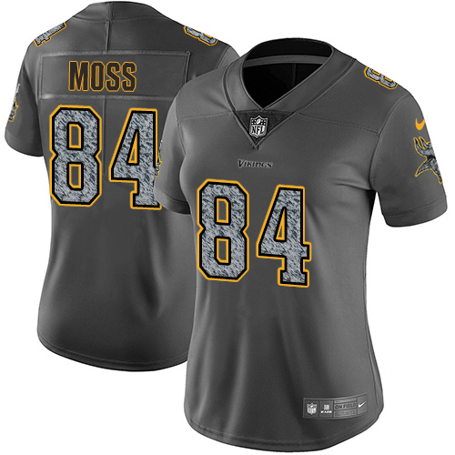 Vikings #84 Randy Moss Gray Static Women's Stitched Vapor Untouchable Limited Jersey