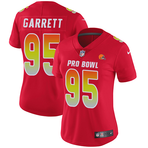 Browns #95 Myles Garrett Red Women's Stitched Limited AFC 2019 Pro Bowl Jersey