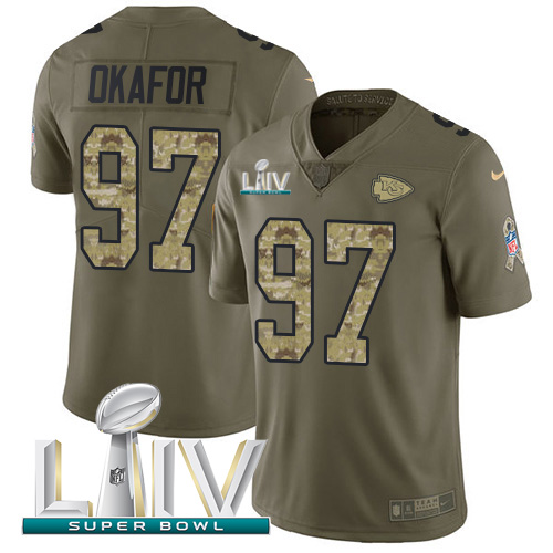Kansas City Chiefs #97 Alex Okafor Olive/Camo Super Bowl LIV 2020 Men's Stitched Limited 2017 Salute To Service Jersey Men's