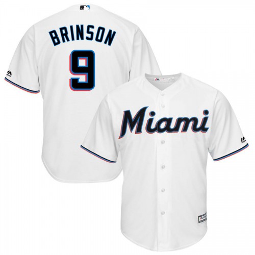 Miami Miami Marlins #9 Lewis Brinson Majestic Home 2019 Cool Base Player Jersey White Men's