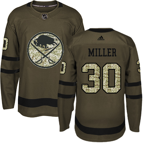 Adidas Buffalo Sabres #30 Ryan Miller Green Salute to Service Stitched Jersey Men's
