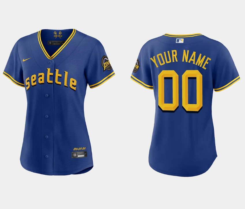 Women Seattle Mariners Custom Royal 2023 City Connect Replica Jersey