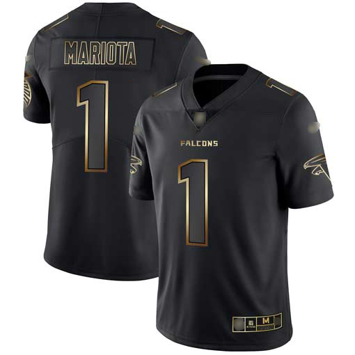 Atlanta Falcons #1 Marcus Mariota Black/Gold Men's Stitched Vapor Untouchable Limited Jersey