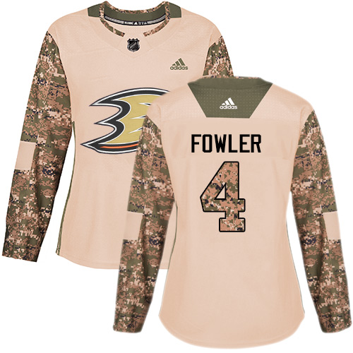 Adidas Anaheim Ducks #4 Cam Fowler Camo Authentic 2017 Veterans Day Women's Stitched Jersey Womens