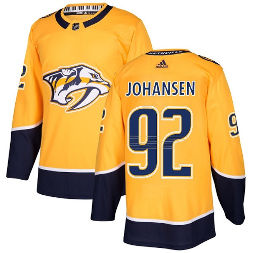 Adidas Nashville Predators #92 Ryan Johansen Yellow Home Authentic Stitched Jersey Men's