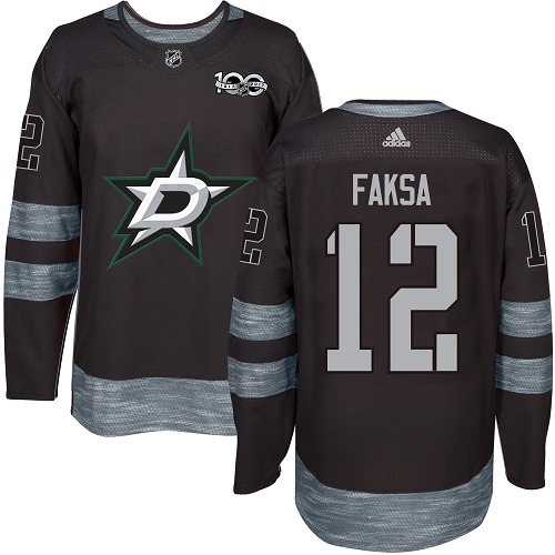 Adidas Dallas Stars #12 Radek Faksa Black 1917-2017 100th Anniversary Stitched Jersey Men's