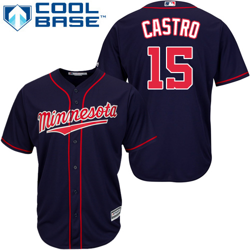 Minnesota Twins #15 Jason Castro Navy Blue Cool Base Stitched Jersey Men's