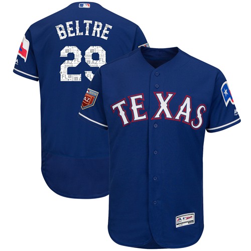 Texas Rangers #29 Adrian Beltre Blue 2018 Spring Training Authentic Flex Base Stitched Jersey Men's