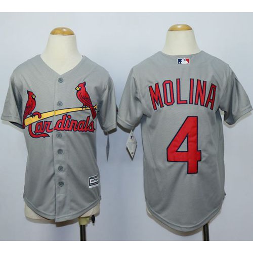 St.Louis Cardinals #4 Yadier Molina Grey Cool Base Stitched Youth Jersey Youth