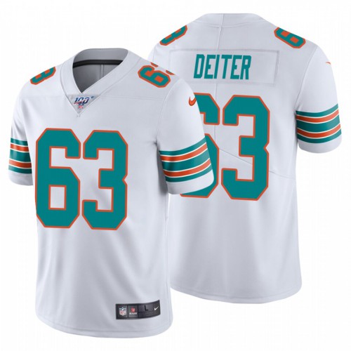 Miami Dolphins #63 Michael Deiter White Alternate Men's Stitched 100th Season Vapor Untouchable Limited Jersey Men's
