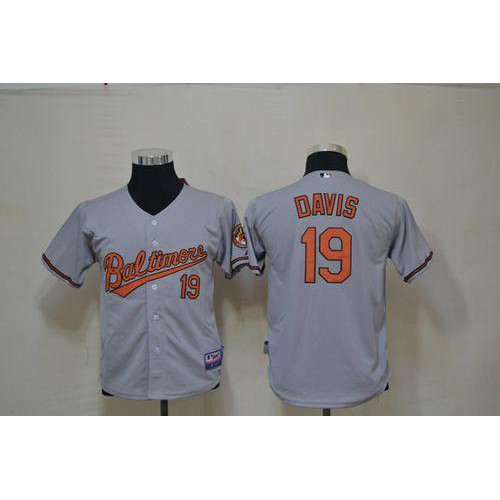 Baltimore Orioles #19 Chris Davis Grey Cool Base Stitched Youth Jersey Youth