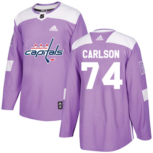 Adidas Washington Capitals #74 John Carlson Purple Authentic Fights Cancer Stitched Jersey Men's