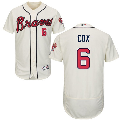 Atlanta Braves #6 Bobby Cox Cream Flexbase Authentic Collection Stitched Jersey Men's