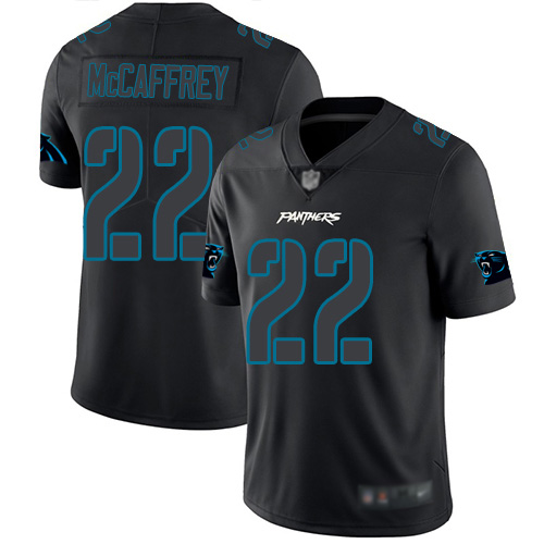 Carolina Panthers #22 Christian McCaffrey Black Men's Stitched Limited Rush Impact Jersey Men's