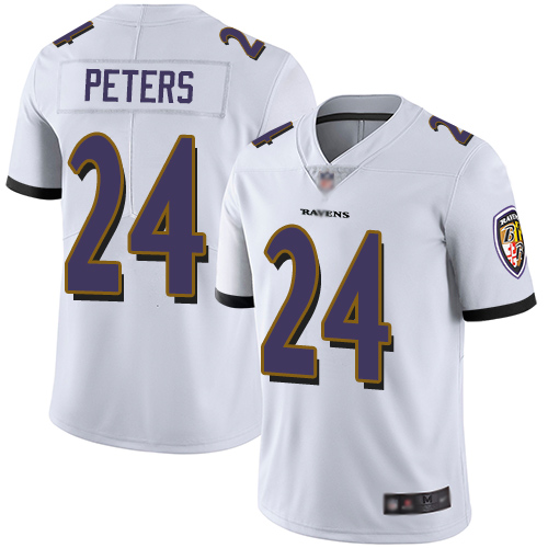 Baltimore Ravens #24 Marcus Peters White Youth Stitched Vapor Untouchable Limited Jersey Youth
