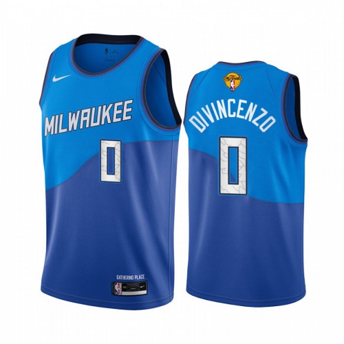 Milwaukee Bucks #0 Donte DiVincenzo Mens 2021 Finals Bound City Edition Jersey Blue Mens