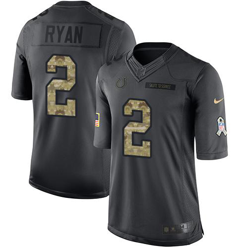 Colts #2 Matt Ryan Black Youth Stitched Limited 2016 Salute To Service Jersey