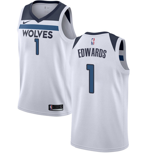 Minnesota Timberwolves #1 Anthony Edwards White Swingman Association Edition Jersey Mens