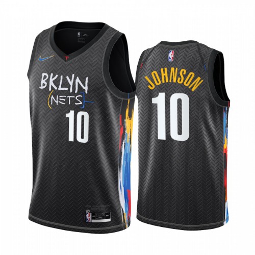 Brooklyn Nets #10 Tyler Johnson Black Swingman 2020-21 City Edition Jersey Mens