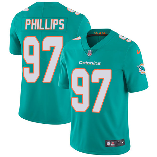 Miami Dolphins #97 Jordan Phillips Aqua Green Team Color Youth Stitched Vapor Untouchable Limited Jersey Youth