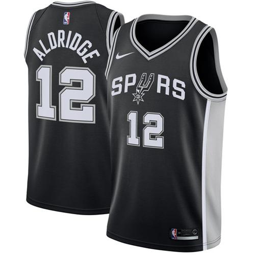 San Antonio Spurs #12 LaMarcus Aldridge Black Swingman Icon Edition Jersey Mens