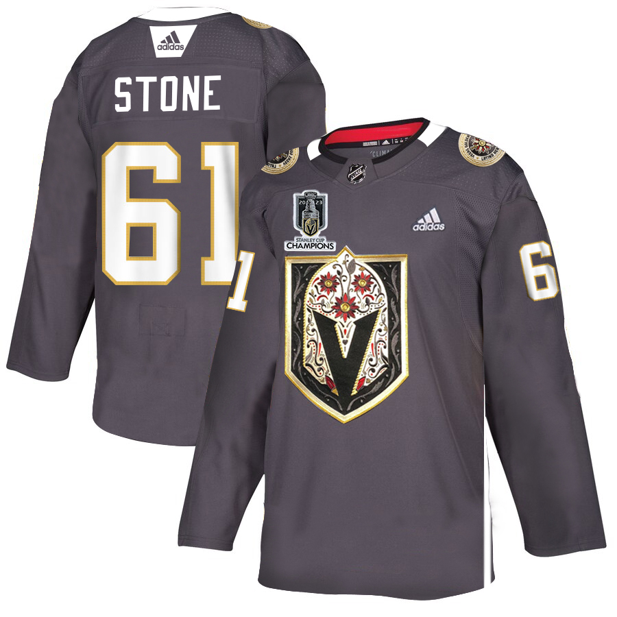 Vegas Golden Knights #61 Mark Stone Men's Grey 2023 Stanley Cup Champions Adidas Latino Heritage Night Stitched Jersey