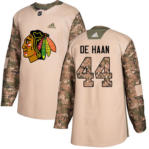 Adidas Chicago Blackhawks #44 Calvin De Haan Camo Authentic 2017 Veterans Day Stitched Jersey Men's
