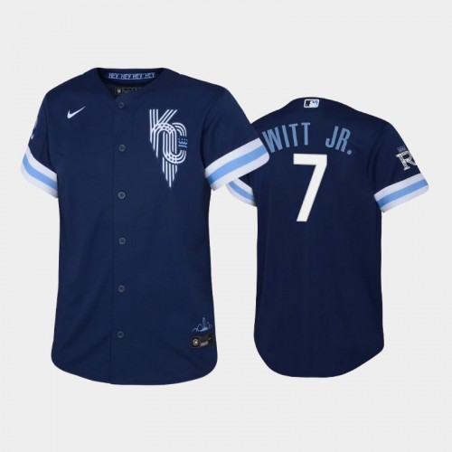 Kansas City Kansas City Royals #7 Bobby Witt Jr. Youth Replica 2022 City Connect Navy Jersey Youth