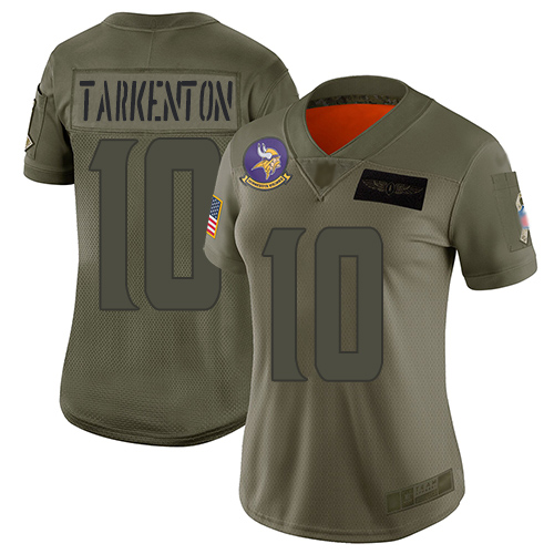 Vikings #10 Fran Tarkenton Camo Women's Stitched Limited 2019 Salute To Service Jersey