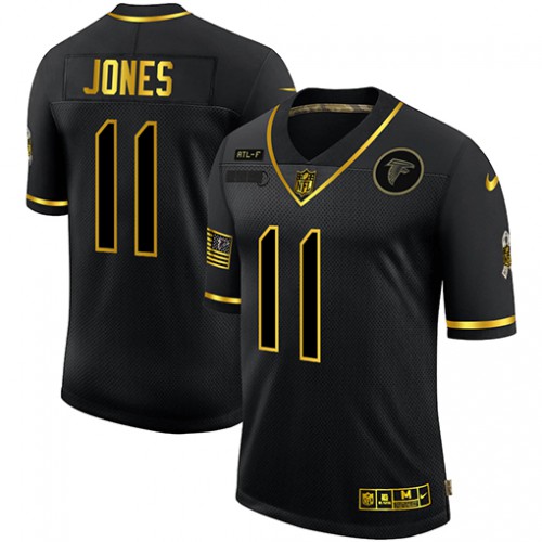 Atlanta Atlanta Falcons #11 Julio Jones Men's 2020 Salute To Service Golden Limited Jersey Black Men's