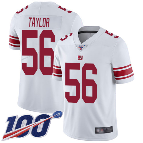 Giants #56 Lawrence Taylor White Men's Stitched 100th Season Vapor Limited Jersey