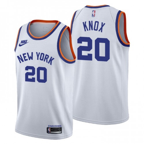 New York New York Knicks #20 Kevin Knox Mens Releases Classic Edition 75th Anniversary Jersey White Mens