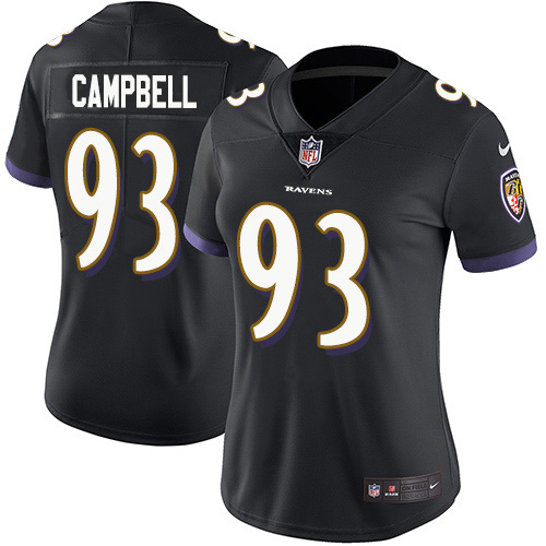Baltimore Ravens #93 Calais Campbell Black Alternate Women's Stitched Vapor Untouchable Limited Jersey Womens