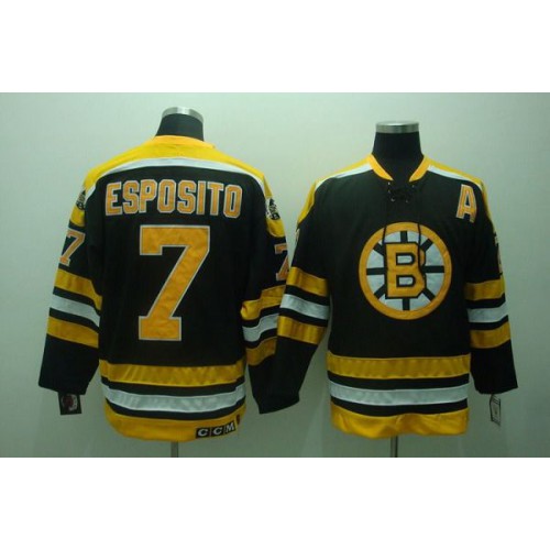 Boston Bruins #7 Phil Esposito Stitched Black CCM Throwback Jersey Men's