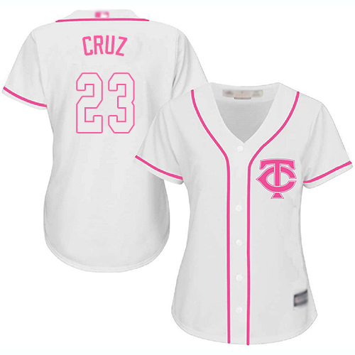 Minnesota Twins #23 Nelson Cruz White/Pink Fashion Women's Stitched Jersey Womens