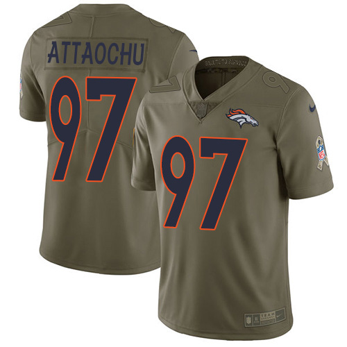 Denver Broncos #97 Jeremiah Attaochu Olive Men's Stitched Limited 2017 Salute To Service Jersey Men's