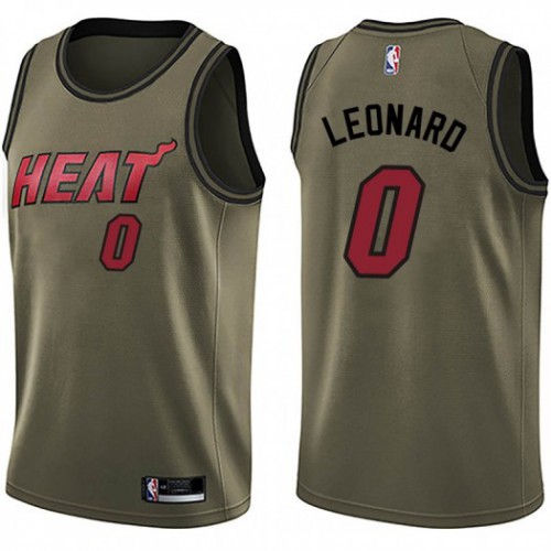 Miami Heat #0 Meyers Leonard Green Salute to Service Youth Swingman Jersey Youth