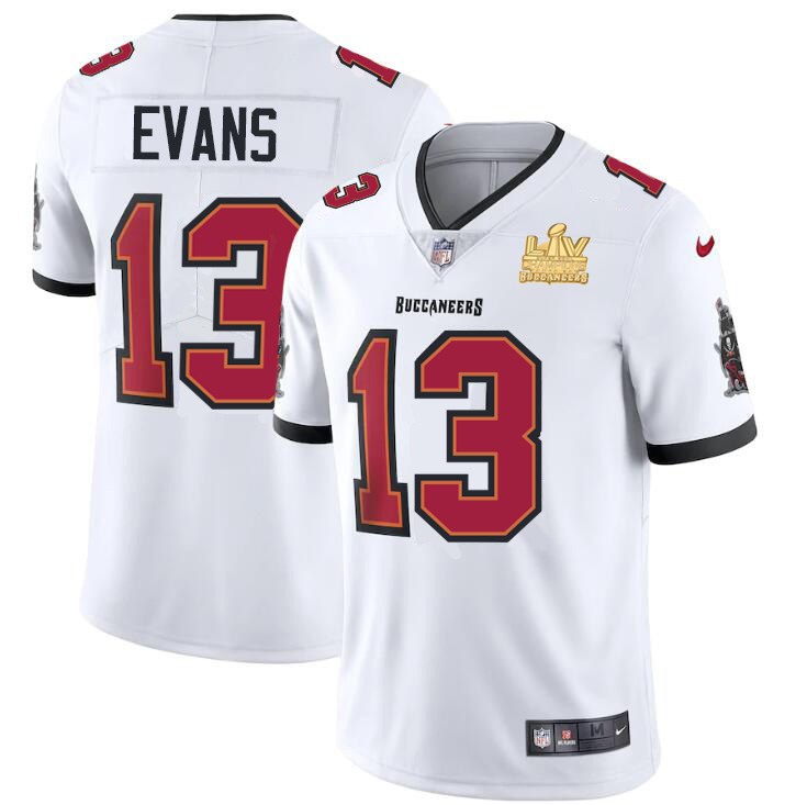 Tampa Bay Buccaneers #13 Mike Evans Youth Super Bowl LV Champions Patch White Vapor Limited Jersey