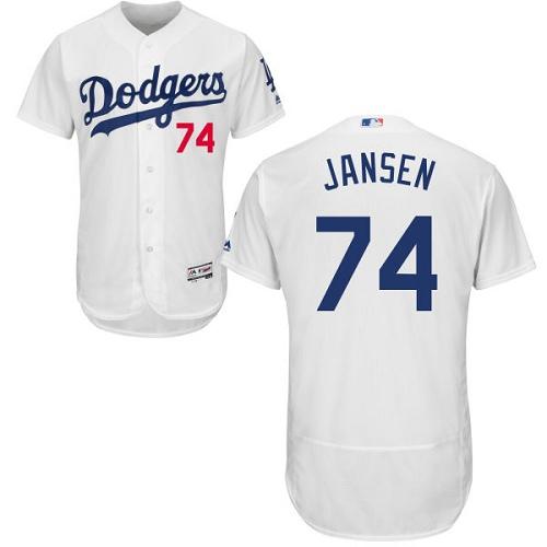 Los Angeles Dodgers #74 Kenley Jansen White Flexbase Authentic Collection Stitched Jersey Men's