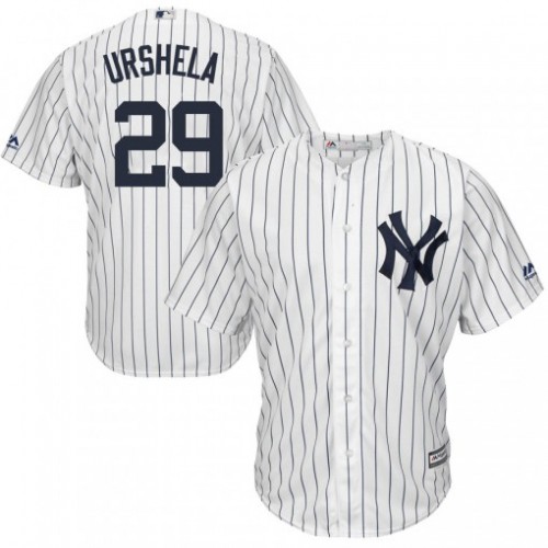 New York Yankees #29 Gio Urshela White Strip New Cool Base Stitched Jersey Men's