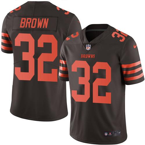 Browns #32 Jim Brown Brown Youth Stitched Limited Rush Jersey